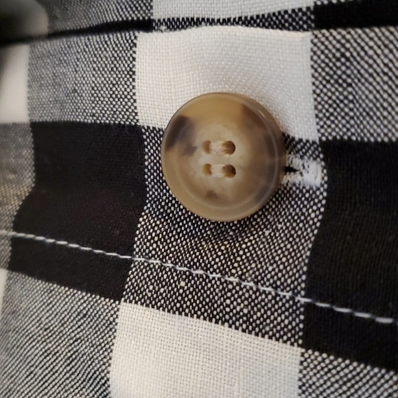 LOFT Black & White Gingham Button V-Neck Dress Size XL - Picture 9 of 9